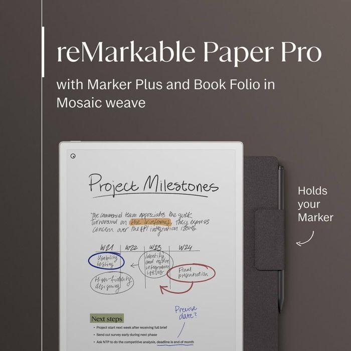 ReMarkable Paper Pro + Marker Plus + Book Folio (Mosaic Weave)