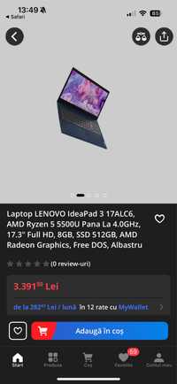 Laptop LENOVO IdeaPad 3 17ALC6 AMD Ryzen 5 5500U 17.3" 8GB 512GB SSD