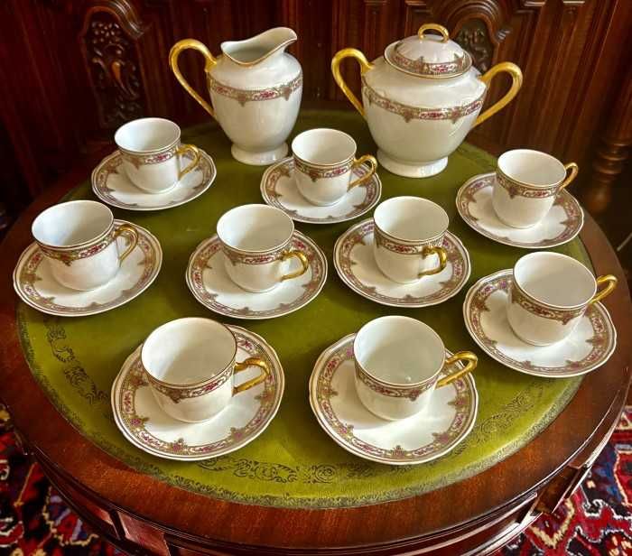 Superb servicu pt cafea-porțelan Limoges-stil Art Deco-semnat-Franta