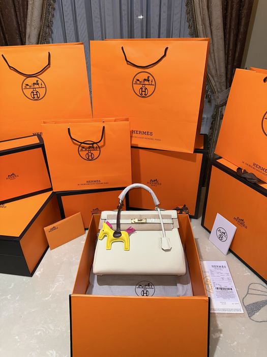 Geanta Hermes Kelly 32cm Crem/Accesorii Gold