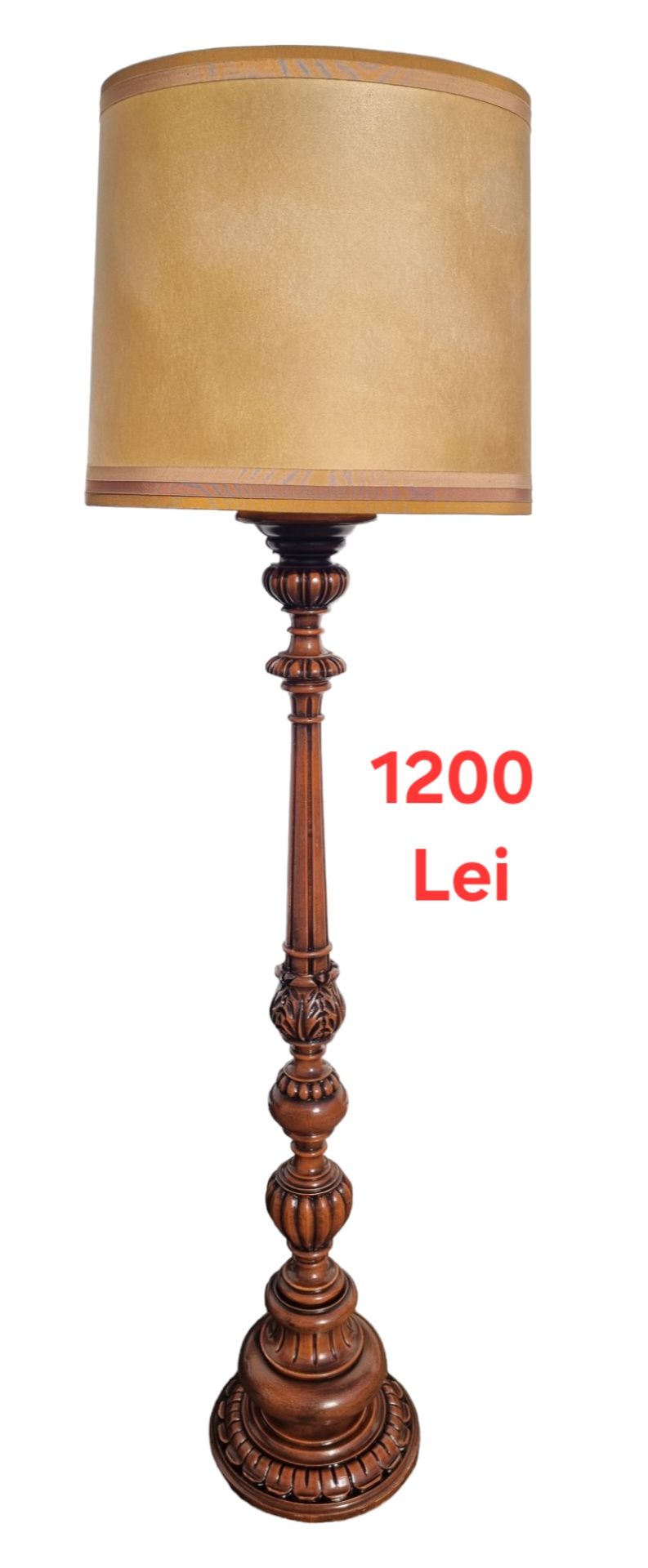 Lampadar vintage din lemn masiv sculptat manual