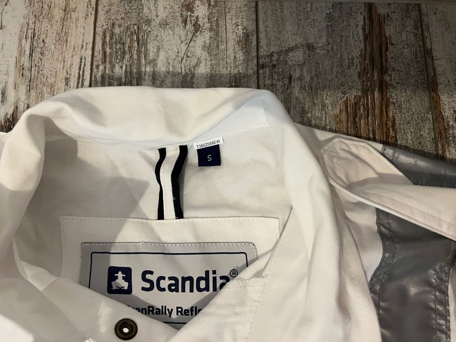 Combinezon / salopeta de lucru /munca, alb, cu benzi reflectorizante