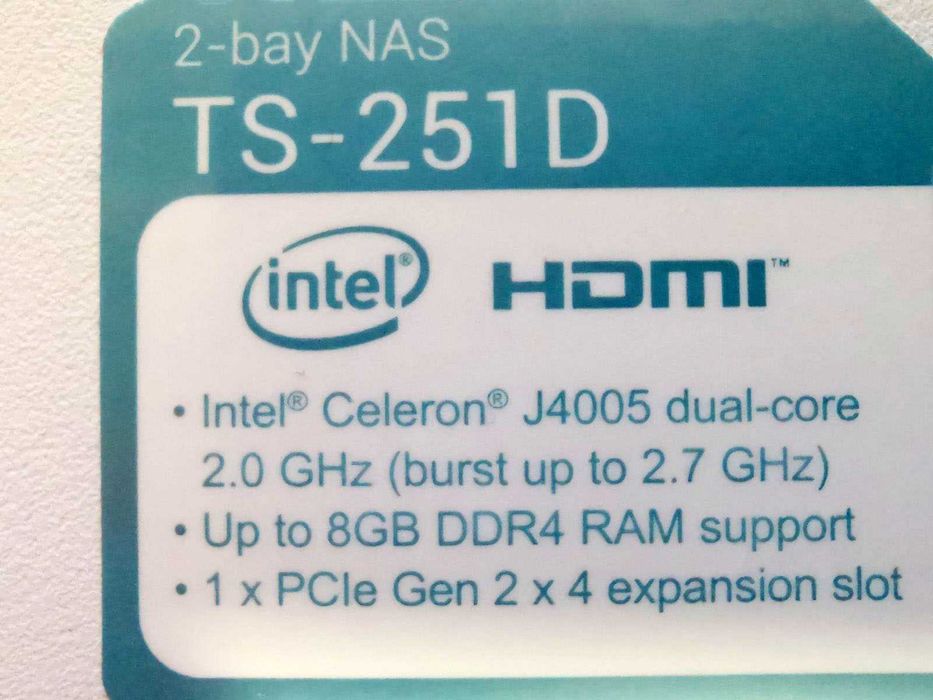 NAS мрежови сторидж QNAP TS-251D, 8Gb RAM DDR4, 2 bay