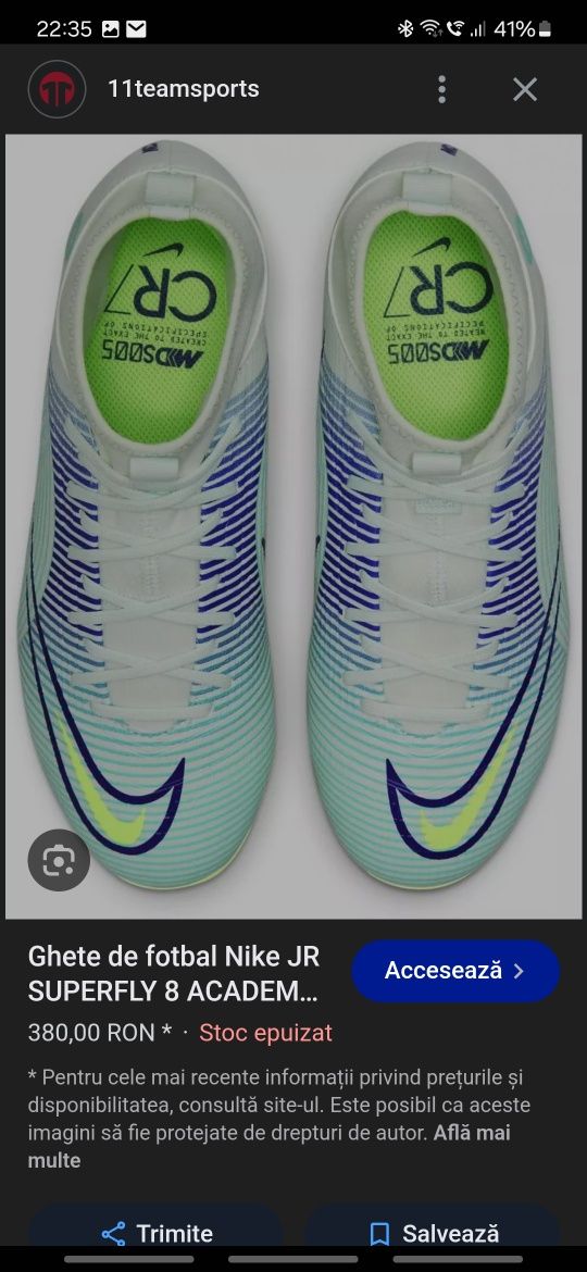 Adidasi Nike Superfly8 originali 32 ghete fotbal crampoane folositi
