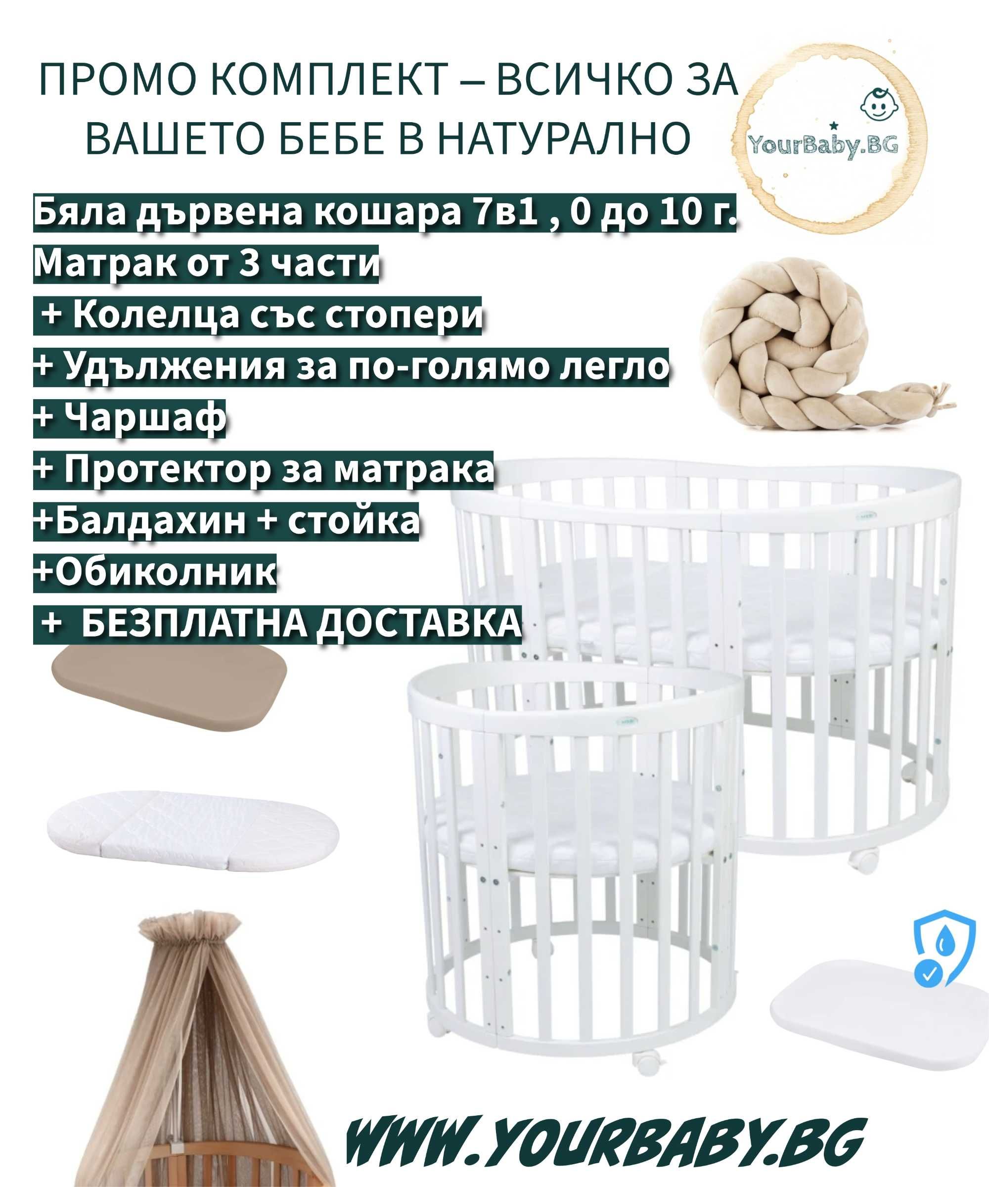 К-т Кошара комплект +Мартка+Балдахин + Протектор за матрак + Чаршаф К