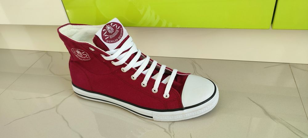 Teniși Trainers Dunlop hi top, tip Converse, Burgundy, 43