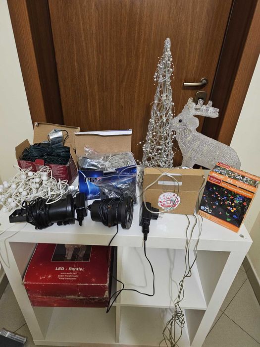 Голям пакет коледна украса висулки LED еленче елха прожектори