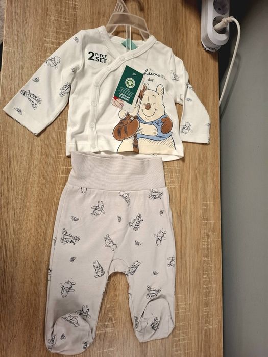 Set bebe 2 piese din bumbac organic cu Winnie the Pooh, 0-3 luni