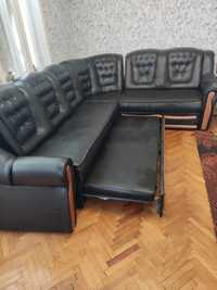 Продавам кожен диван+ фотьойл