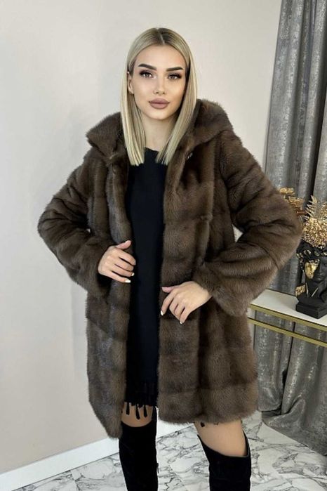 Haina vizon blana naturala , Haină de nurcă , 4 in 1 Transformer