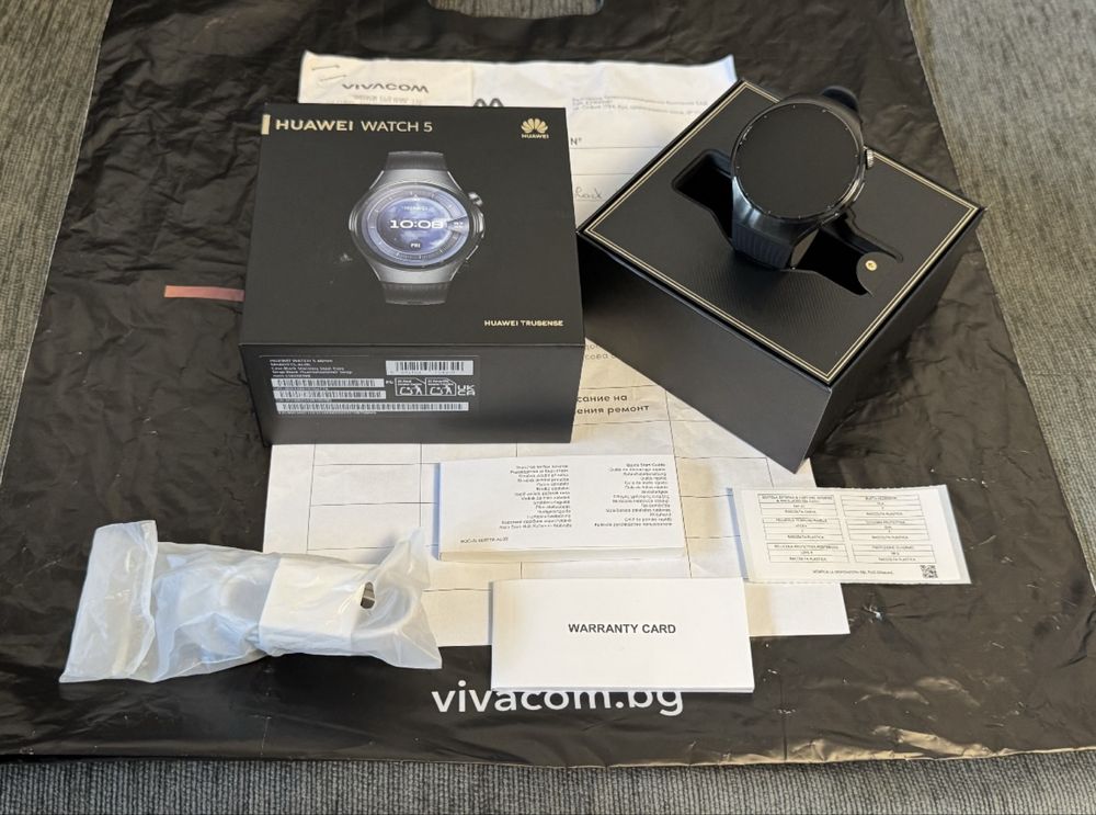 КАТО НОВ 46mm Huawei Watch 5 Гаранция Vivacom до 2027 г. Black