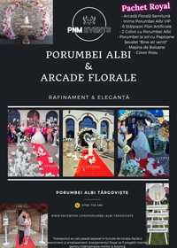 Arcada florala stalpi florali porumbei albi