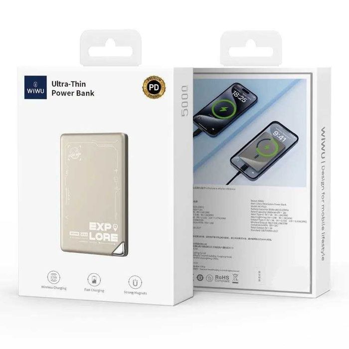 WIWU Power Bank 5000mAh — ультратонкий с magsafe. Есть доставка