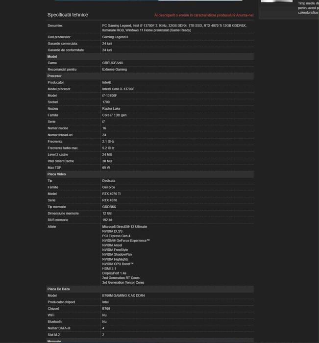 PC Gaming Intel i7-13700F 2.1Ghz 32gb DDR4, RTX 4070Ti 12 Gb GDDR6X