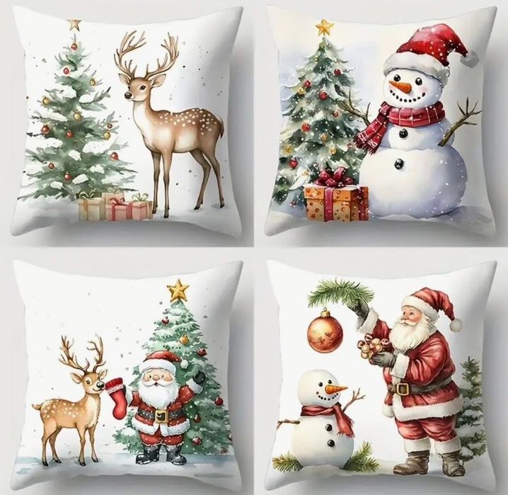 Комплекти от 4бр. коледни калъфки за декоративни възглавнички 45х45см.