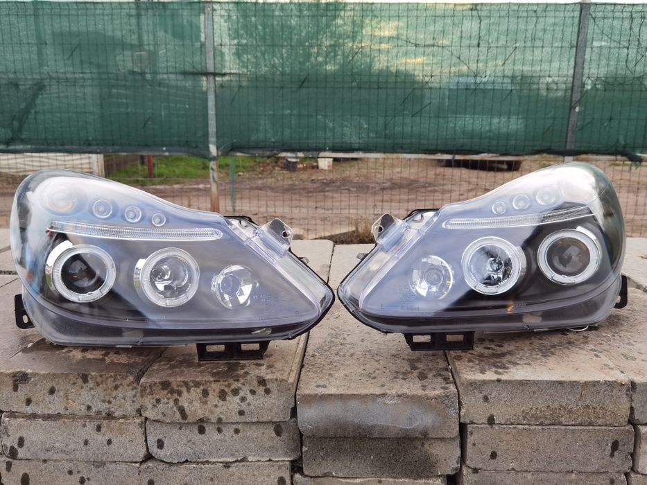 Faruri stanga dreapta tunning opel corsa D angel eye lupa import Germa
