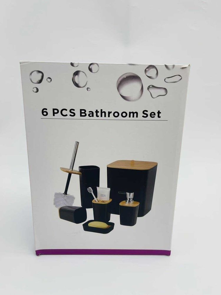 Комплект аксесоари за баня и тоалетна 6в1 MODERN от бамбук и PVC