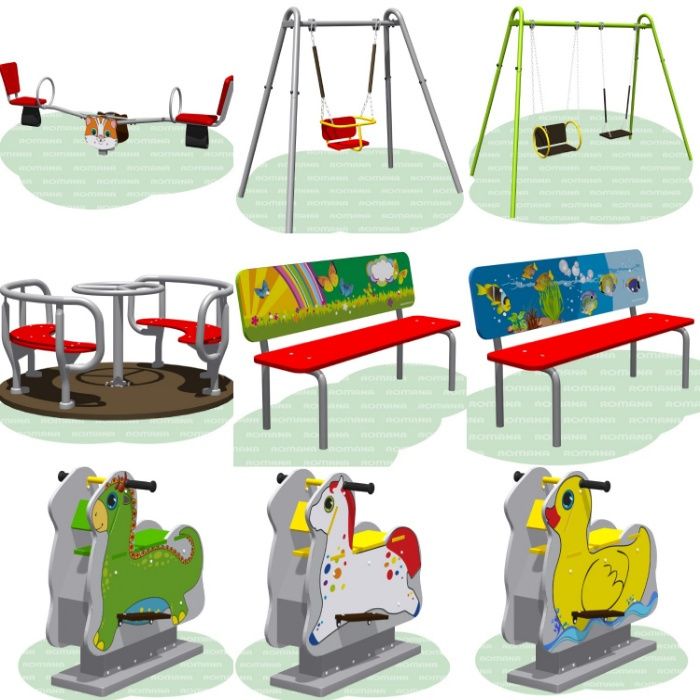 Детские игровые площадки для детских садов ROMANA Качели Горки Качалки