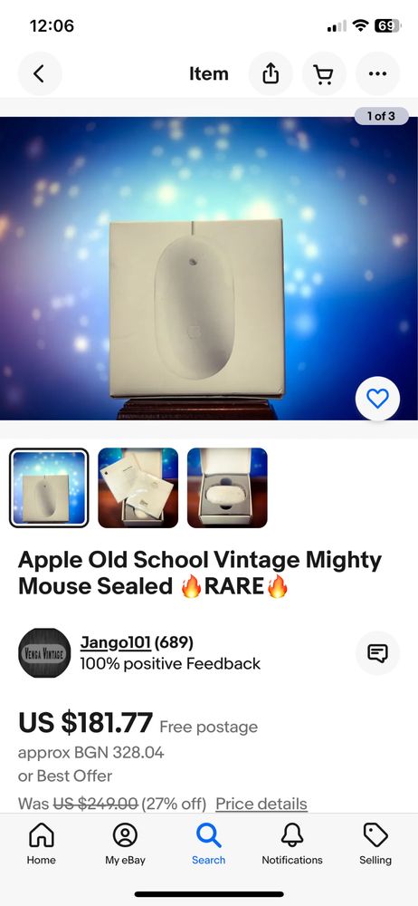 Apple Mighty Mouse Запечатана