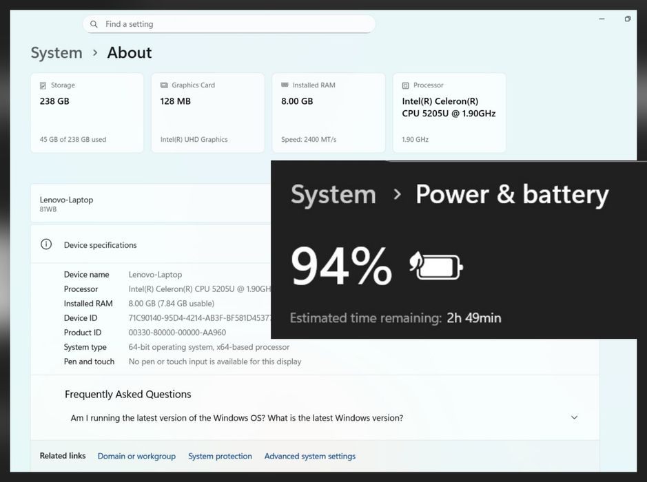 Laptop Lenovo IdeaPad 15.6" 1080p FullHD Intel 8GB, 128GB SSD NVMe