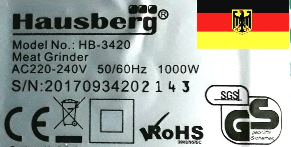Masina electrică pentru tocat carne HAUSBERG, Accesorii cârnați - NOUĂ