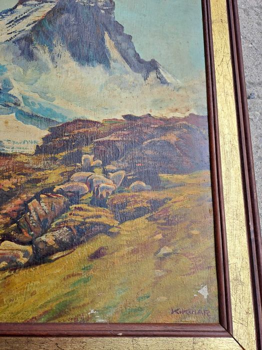 tablou pictura pe lemn 59/49 cm karl kolar 1947