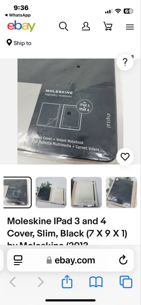 Капак тефтер Moleskine IPad 3 и 4 тънък черен (7 X 9 X 1) от Moleskine