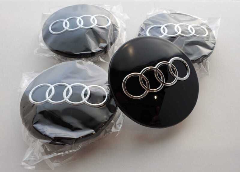 Set 4 Embleme Capace Jante Audi 60mm / 68mm Capacele Roti Negru / Gri