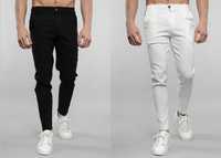 Pantaloni barbati casual, skinny fit, viscoza, Alb