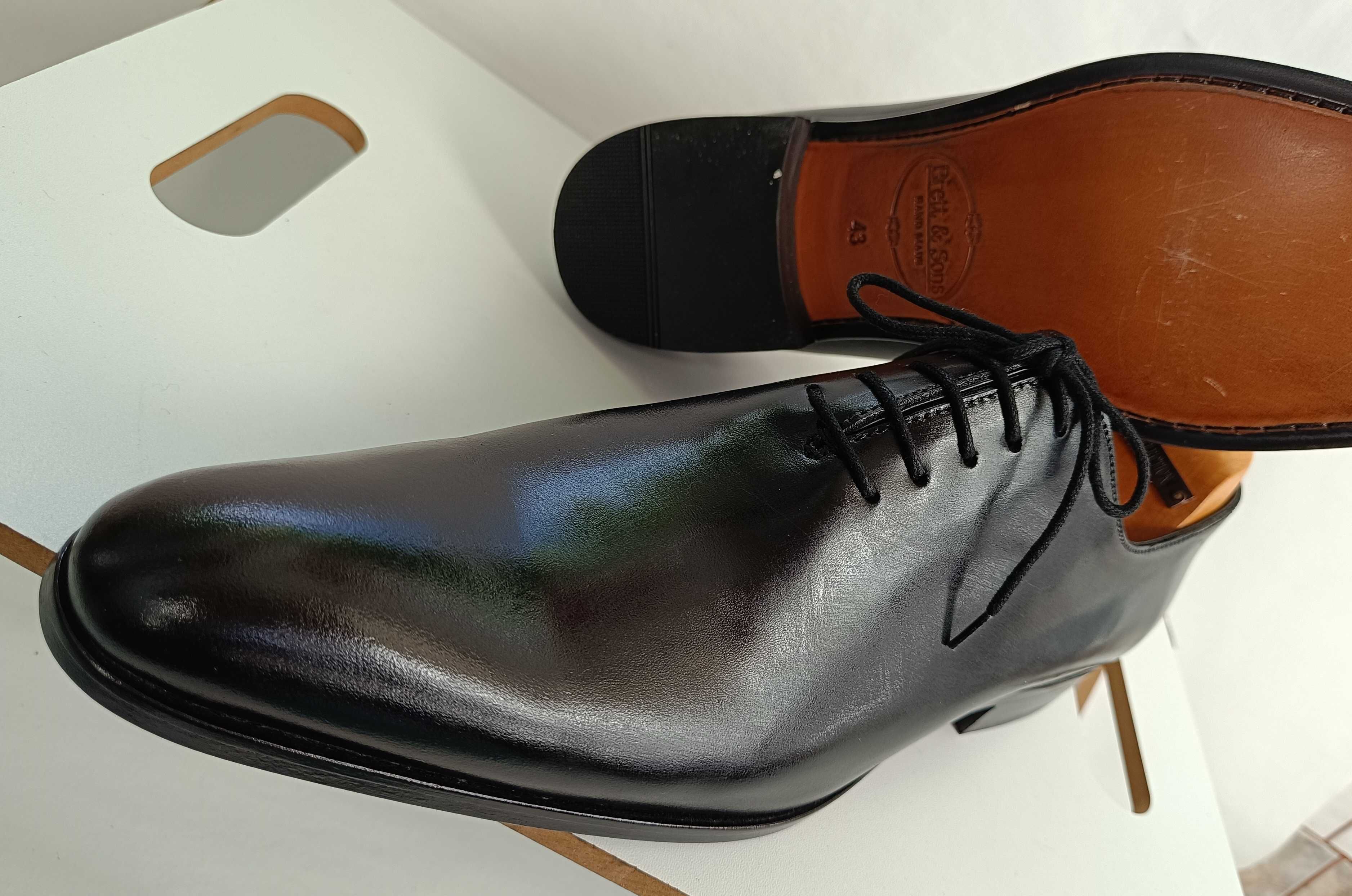 Pantofi wholecut 43 de lux lucrati manual Brett & Sons NOI piele natur