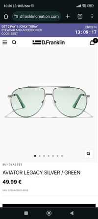 Слънчеви очила D.Franklin Aviator Legacy Silver / green