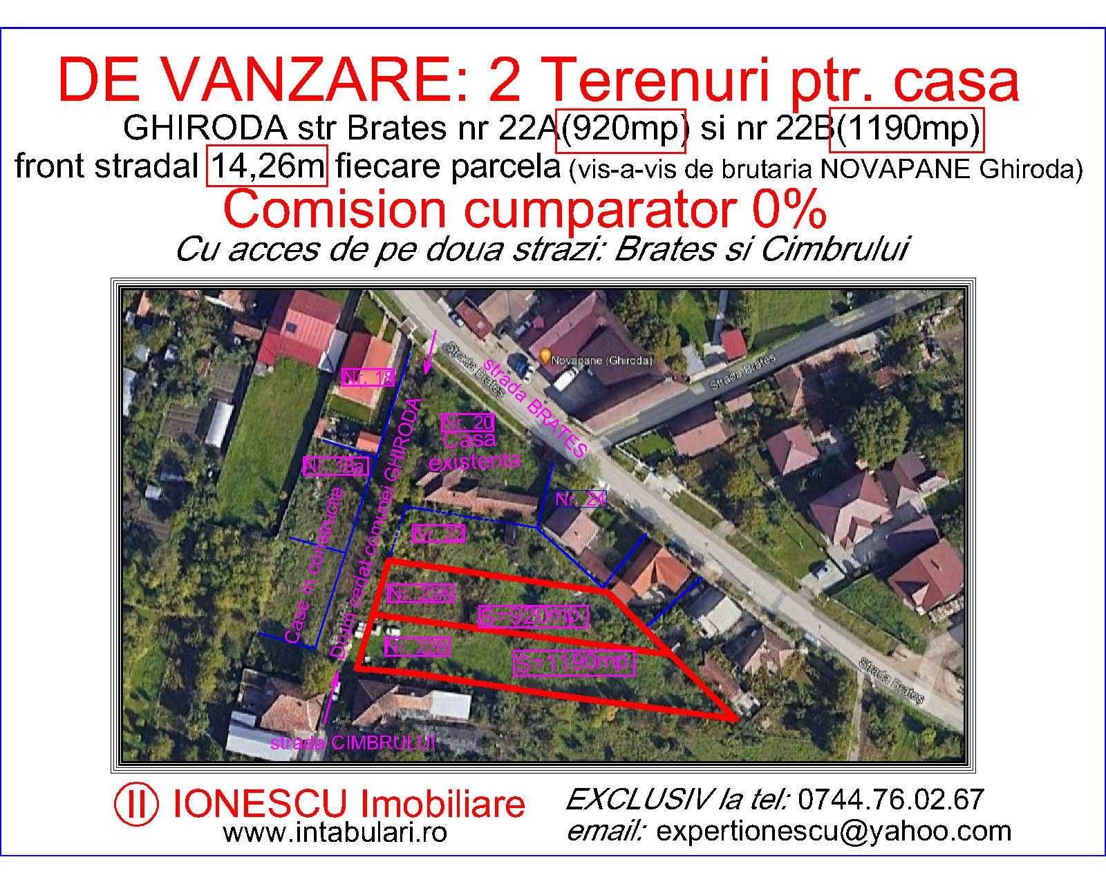 Teren ptr. duplex P+2E, pe strada Brateș nr.22A, GHIRODA, CENTRAL!