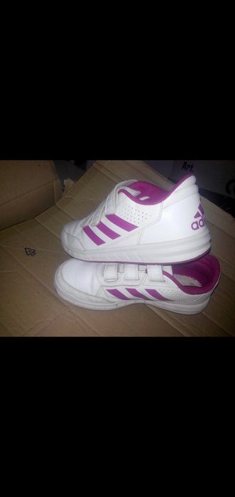 Pantofi sport Adidas nr.35 adidasi albi cu roz pentru fete dame femei