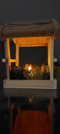 Къщичка със скандинавски мъх и лед чаена свещичка