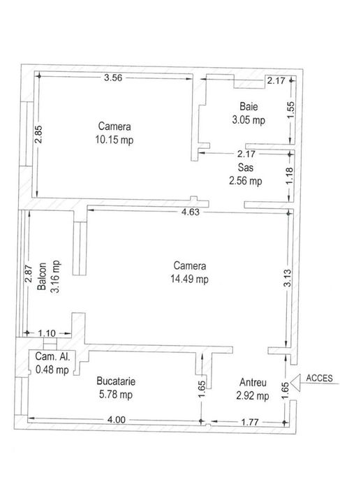Apartament 2 camere etaj 1, Vlaicu