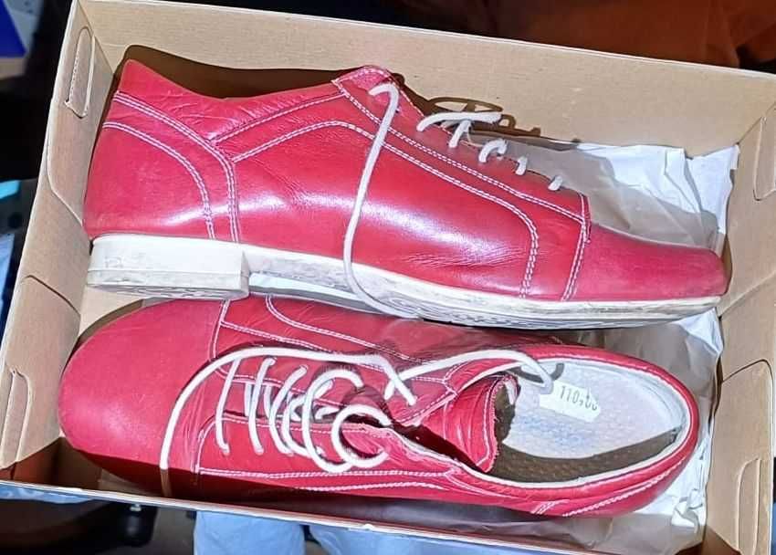 Pantofi piele rosie rosii dama, marimea 38, sport tip adidas