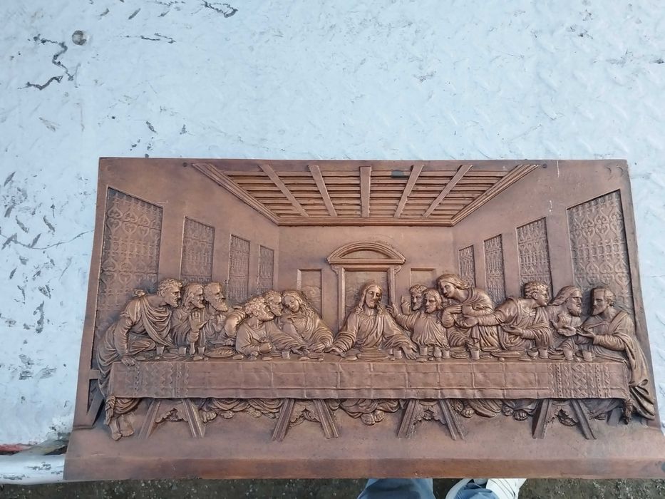 Icoana mare de fonta cina cea de taina foarte veche