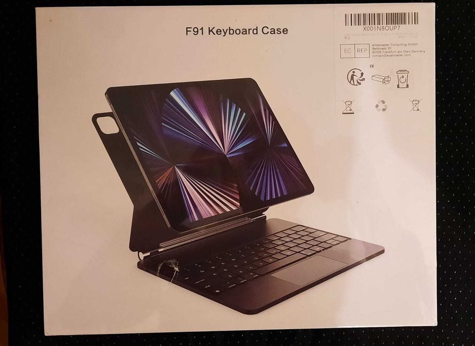 Husa cu tastatura iPad Pro 3,4,5 de 12,9 inch NEGRU/ALB