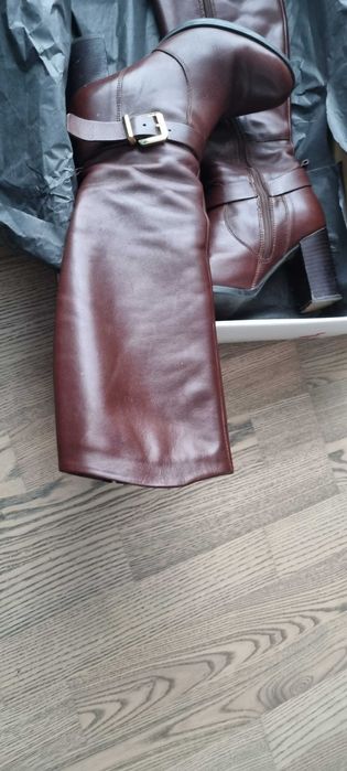 Cizme de piele naturala cu toc nr 36 model deosebit bordo burgundy