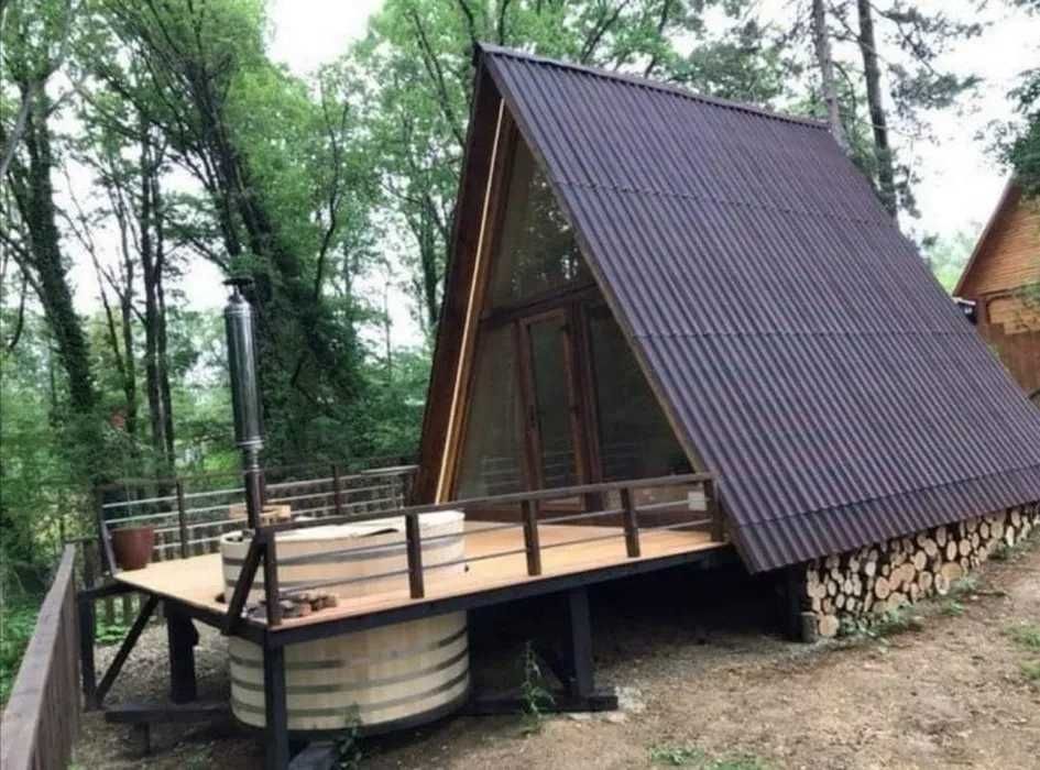 Casa structura lemn cabana tip A Frame 45mp