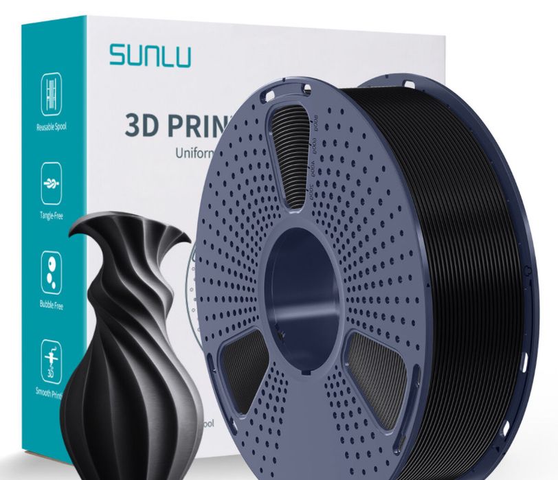 Filament PLA (+) Sunlu Negru + Filament Geetech Silk Gold