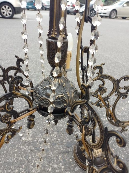 Boem candelabru de dimensiuni impresionante din bronz și cristale in s