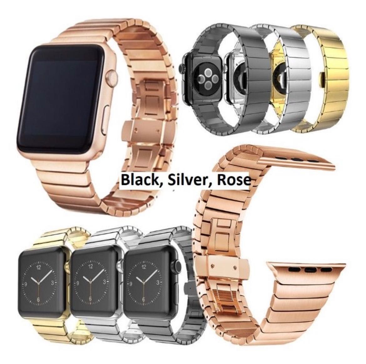 Bratara / Curea Apple Watch Butterfly Link 7,6,5,4,3 Black,Silver,Rose