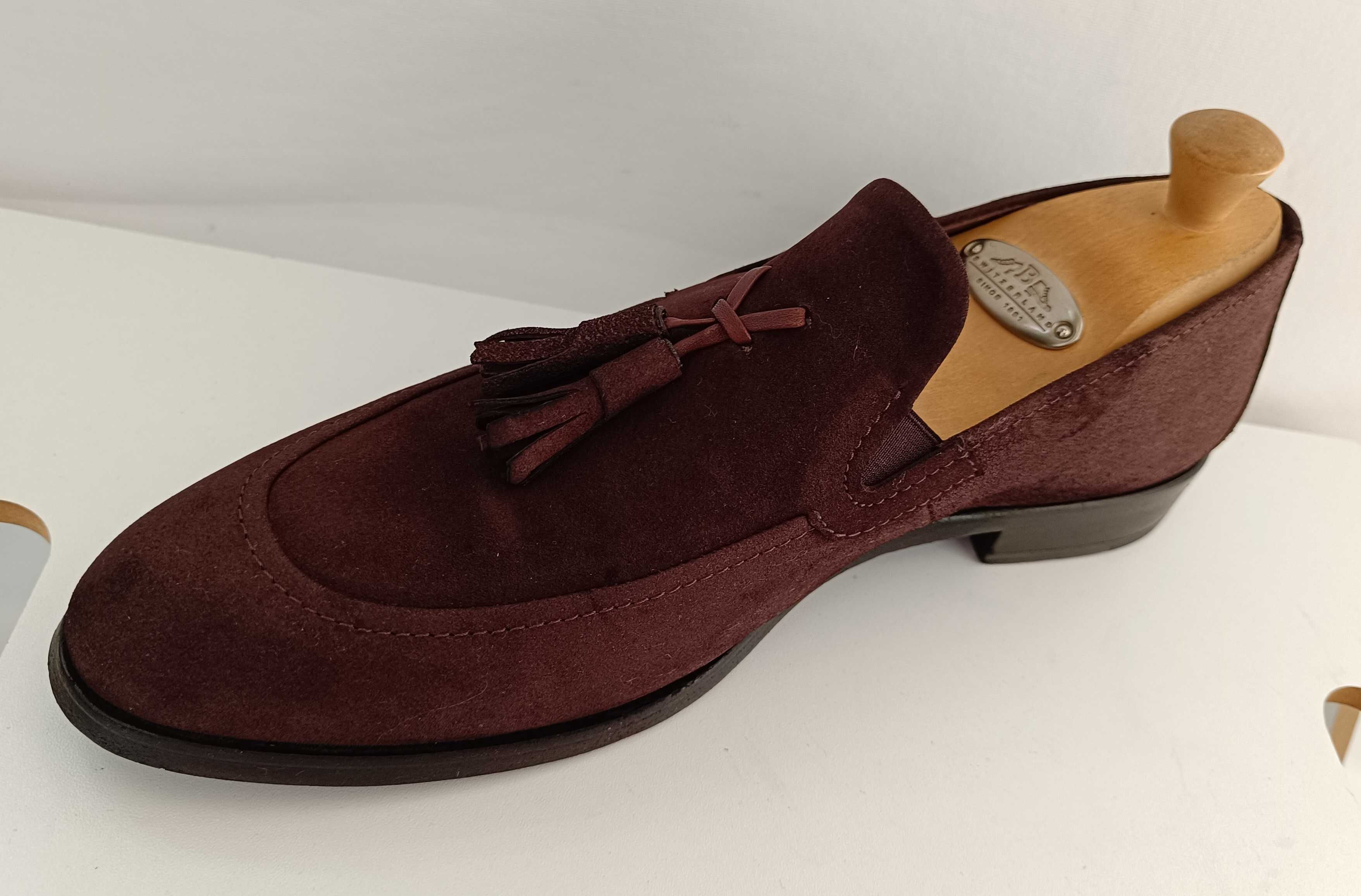 Pantofi loafers 40 41 tassel suede de lux Lagerfeld piele naturala