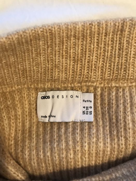 Fusta Asos Petite Midi tricotata, marime 32, camel