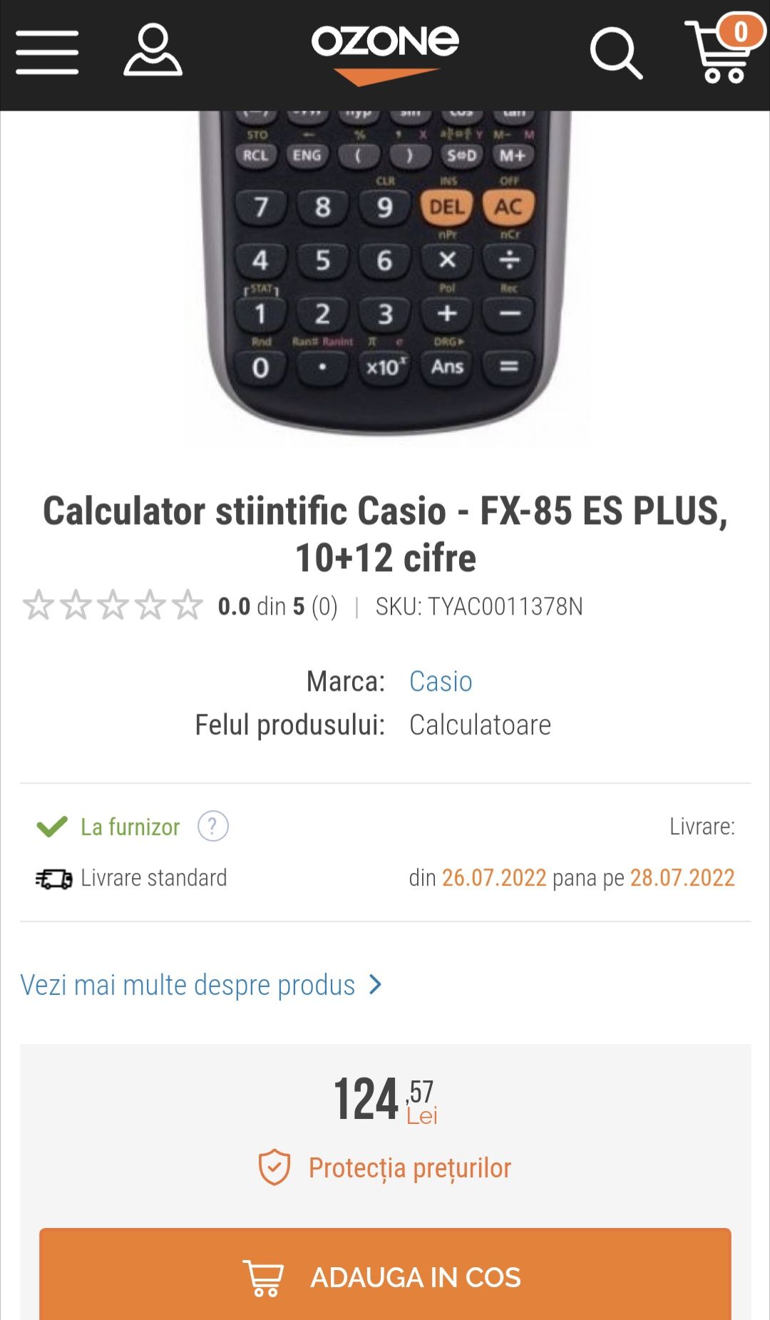 Casio calculator științific  fx85 es plus