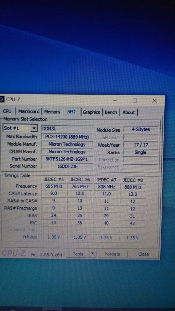 4 gb ram ddr3l Micron 1.35V