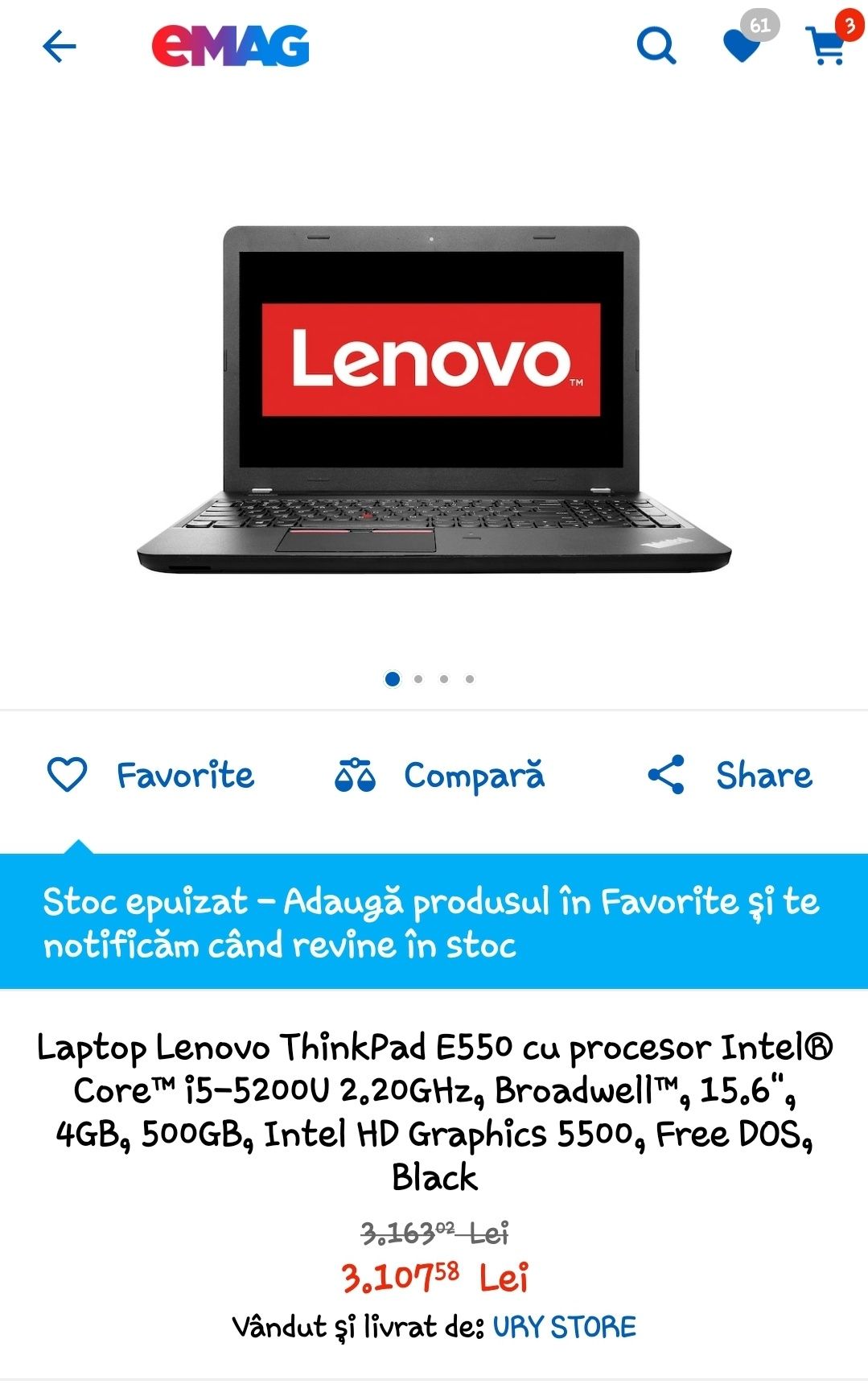 Laptop Lenovo ThinkPad e550!Office!Gaming ! Aproape NOU!