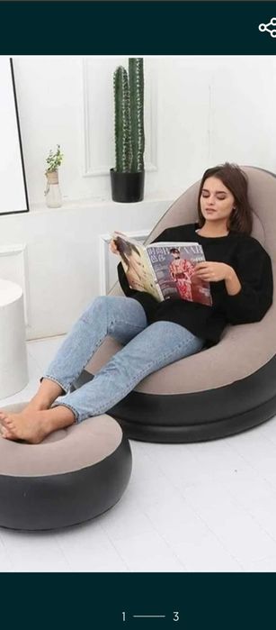 Преносимо надуваемо кресло и табуретка в комплект