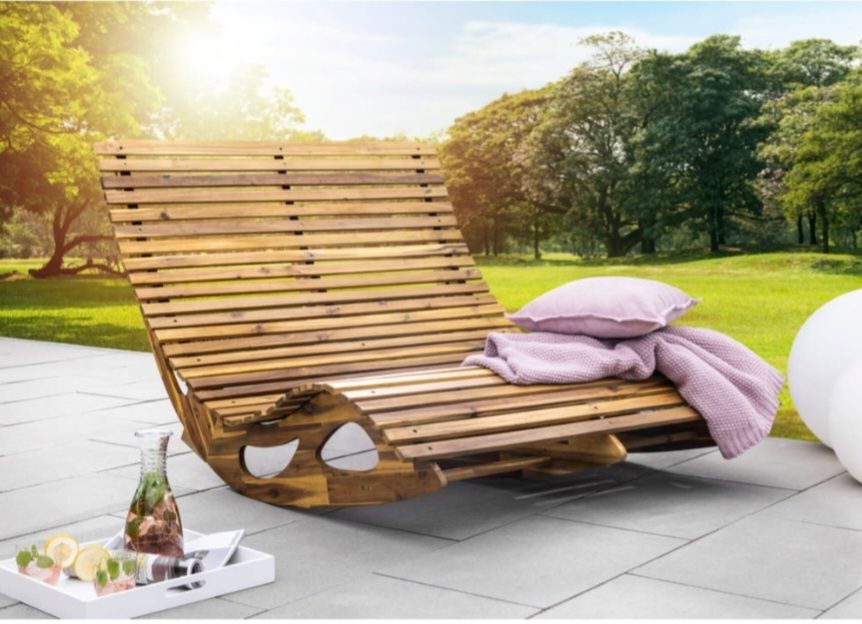 Șezlong dublu ergonomic, balansoar XXL, șezlong de saună din lemn